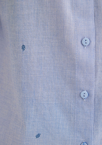Mini Flower Printed Blue Shirt