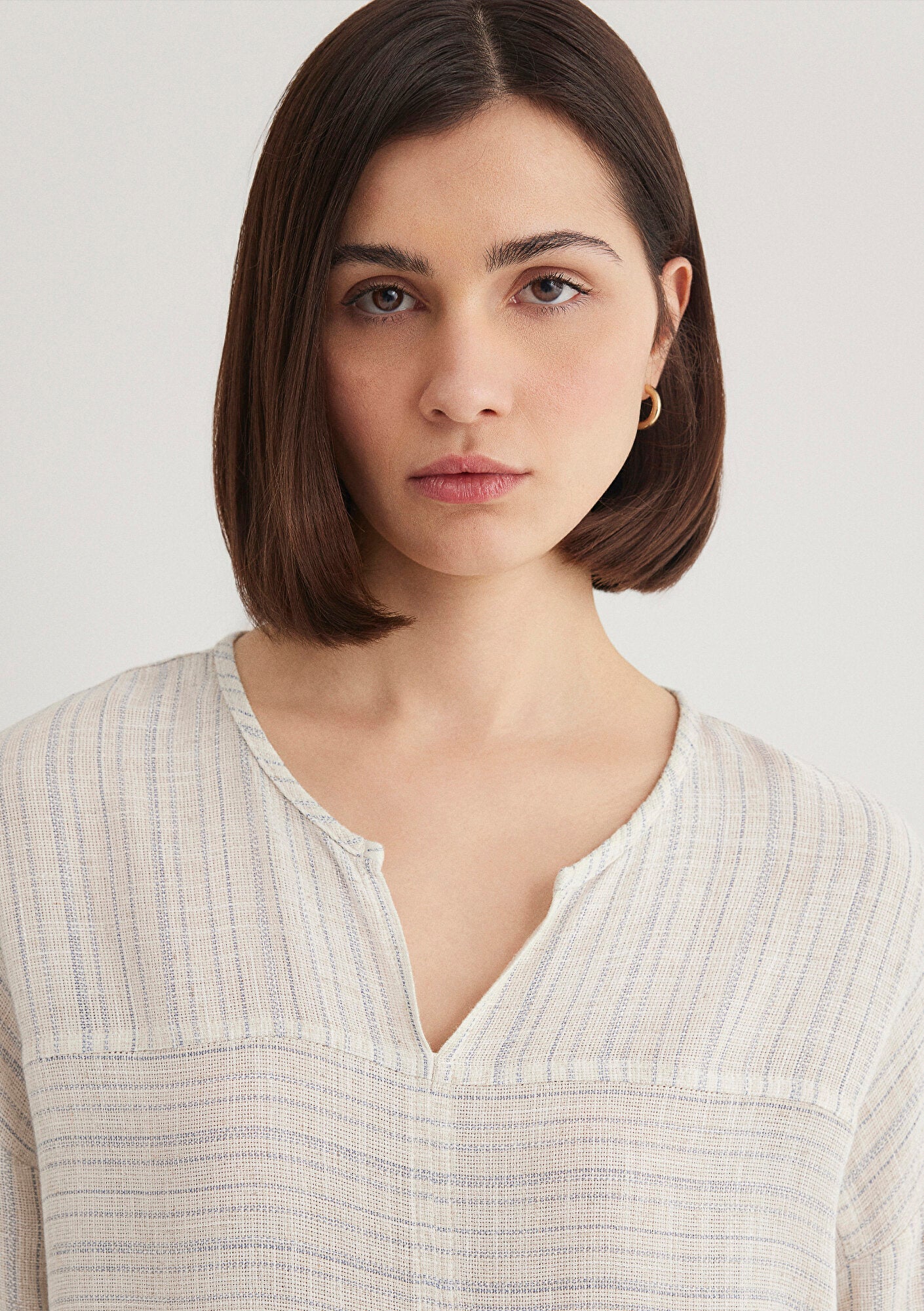 Linen Mix Striped Blouse