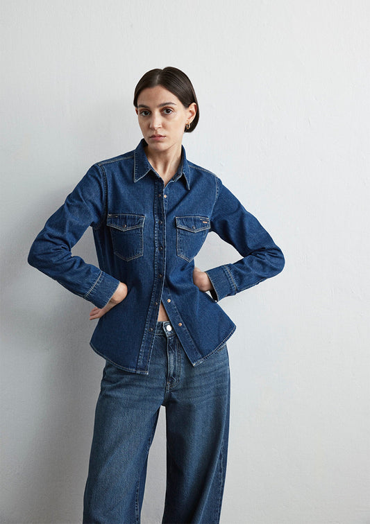 Levin Dark Blue Classic Denim Jean Shirt