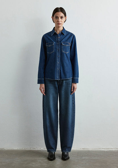 Levin Dark Blue Classic Denim Jean Shirt