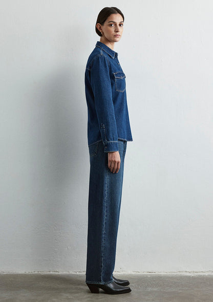 Levin Dark Blue Classic Denim Jean Shirt