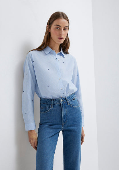 Flower Printed Blue Shirt