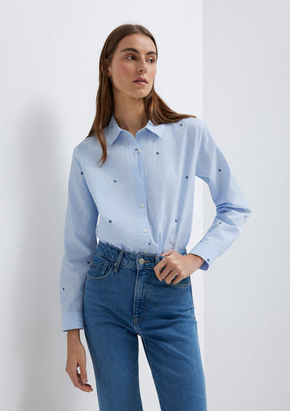Flower Printed Blue Shirt
