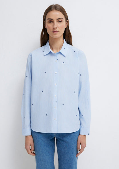 Flower Printed Blue Shirt