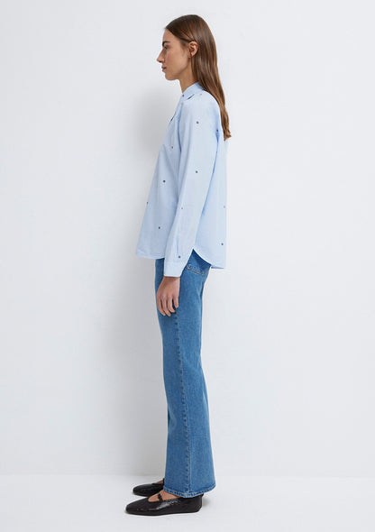 Flower Printed Blue Shirt