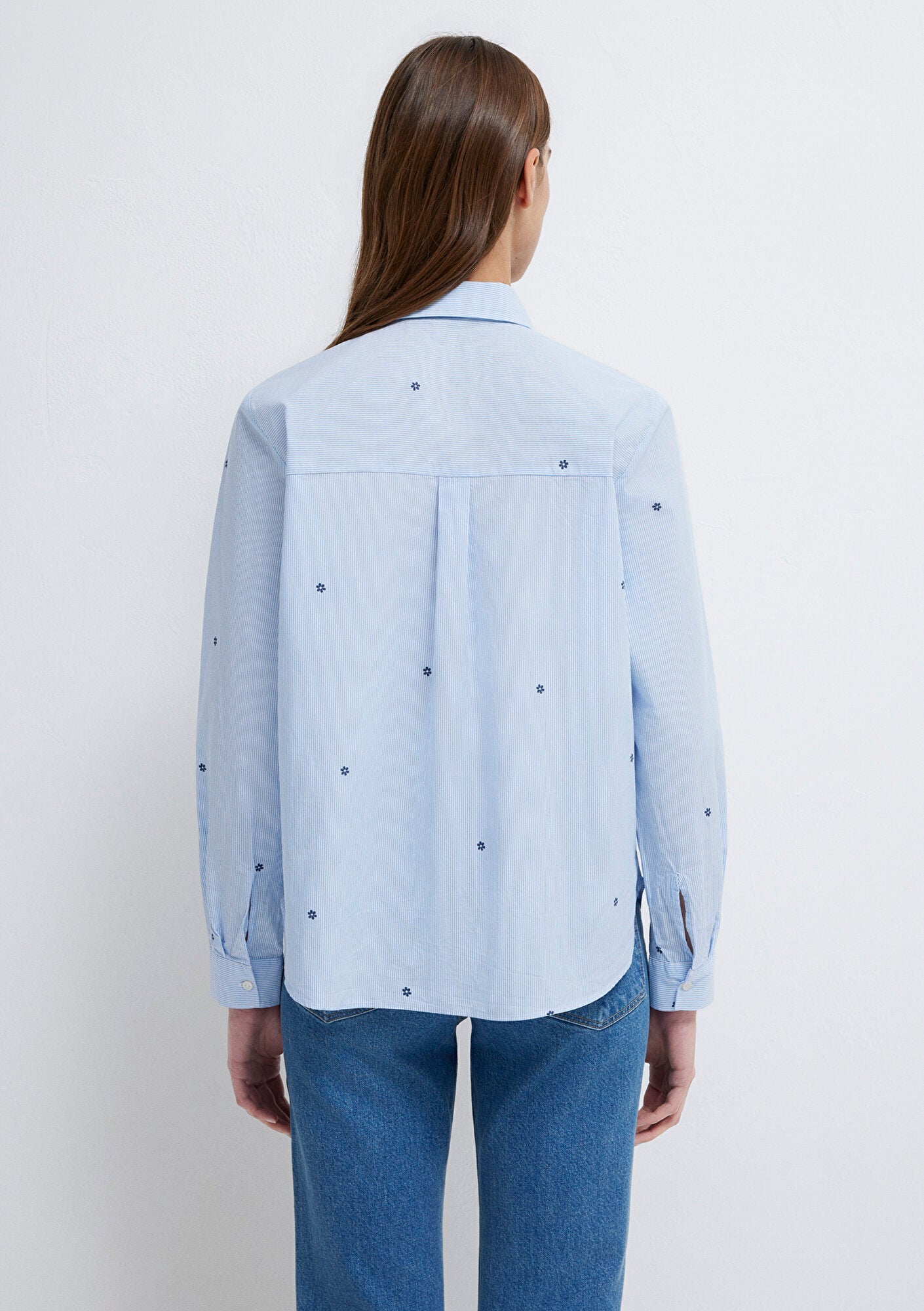 Flower Printed Blue Shirt