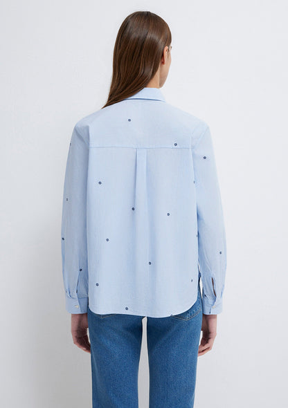 Flower Printed Blue Shirt