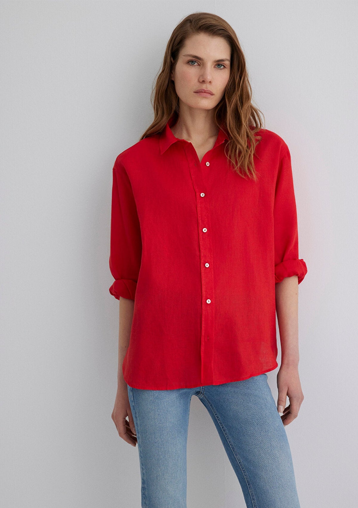 Red Linen Shirt