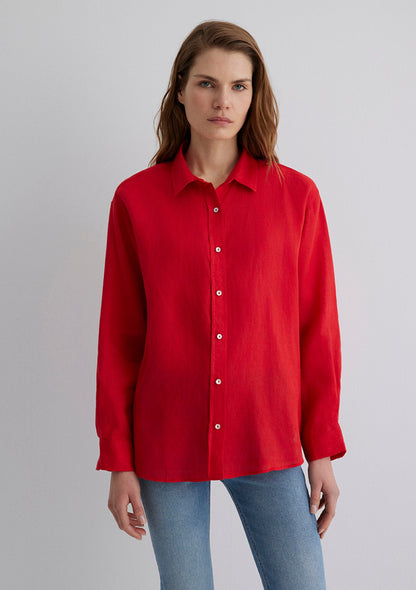 Red Linen Shirt