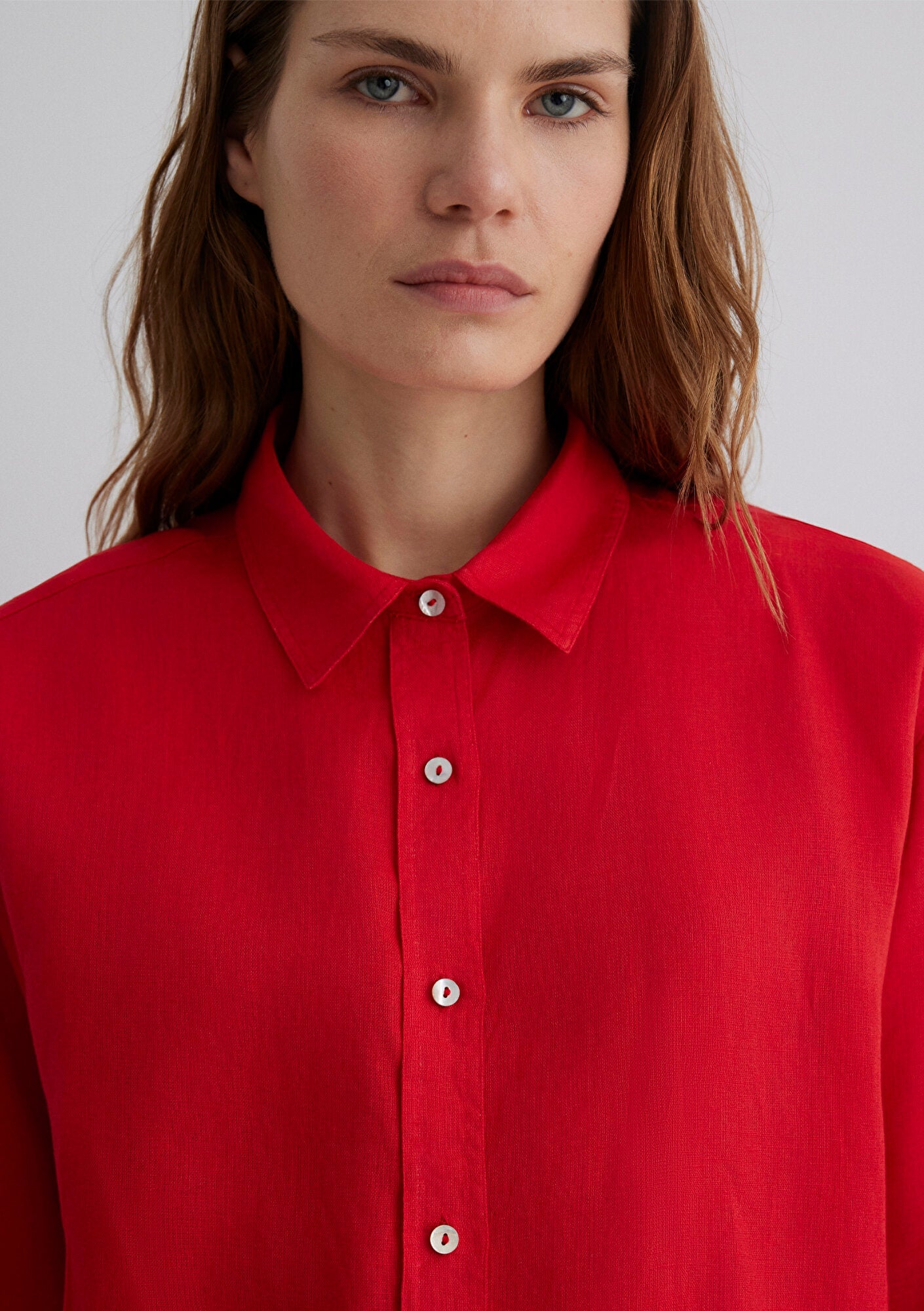 Red Linen Shirt