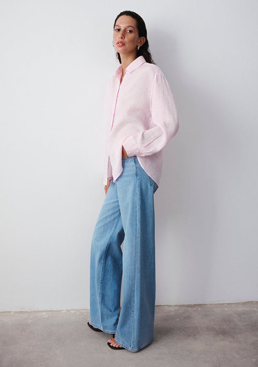 Linen Mix Pink Shirt