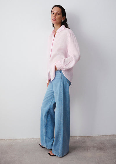 Linen Mix Pink Shirt