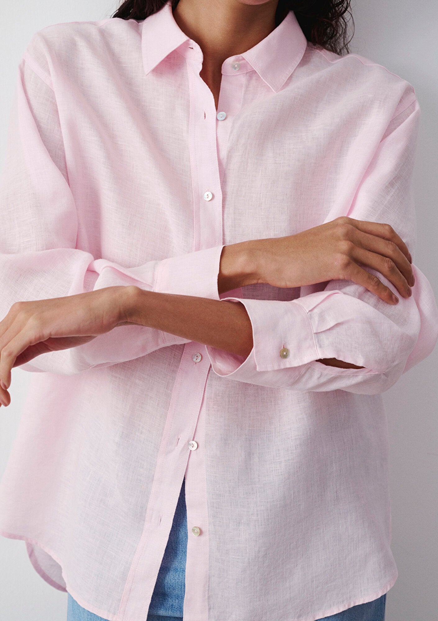 Linen Mix Pink Shirt