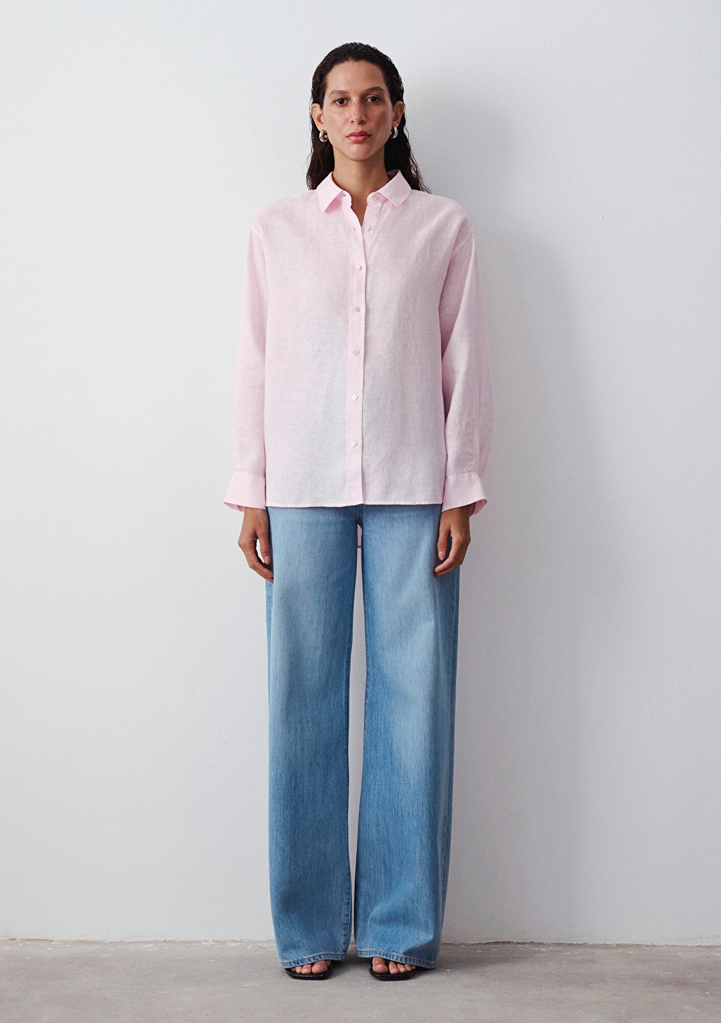 Linen Mix Pink Shirt