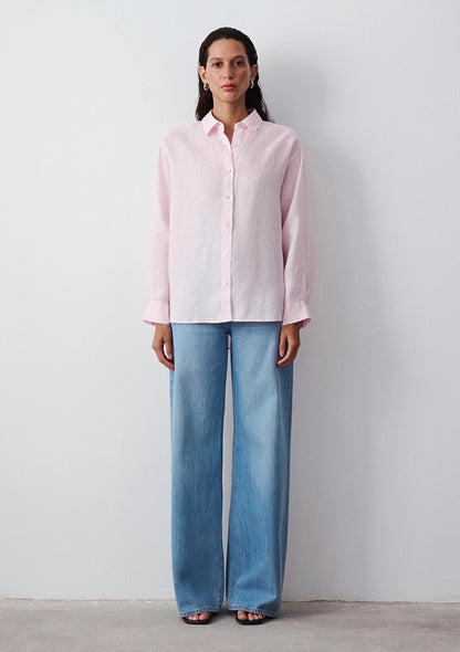 Linen Mix Pink Shirt