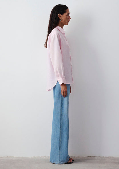 Linen Mix Pink Shirt