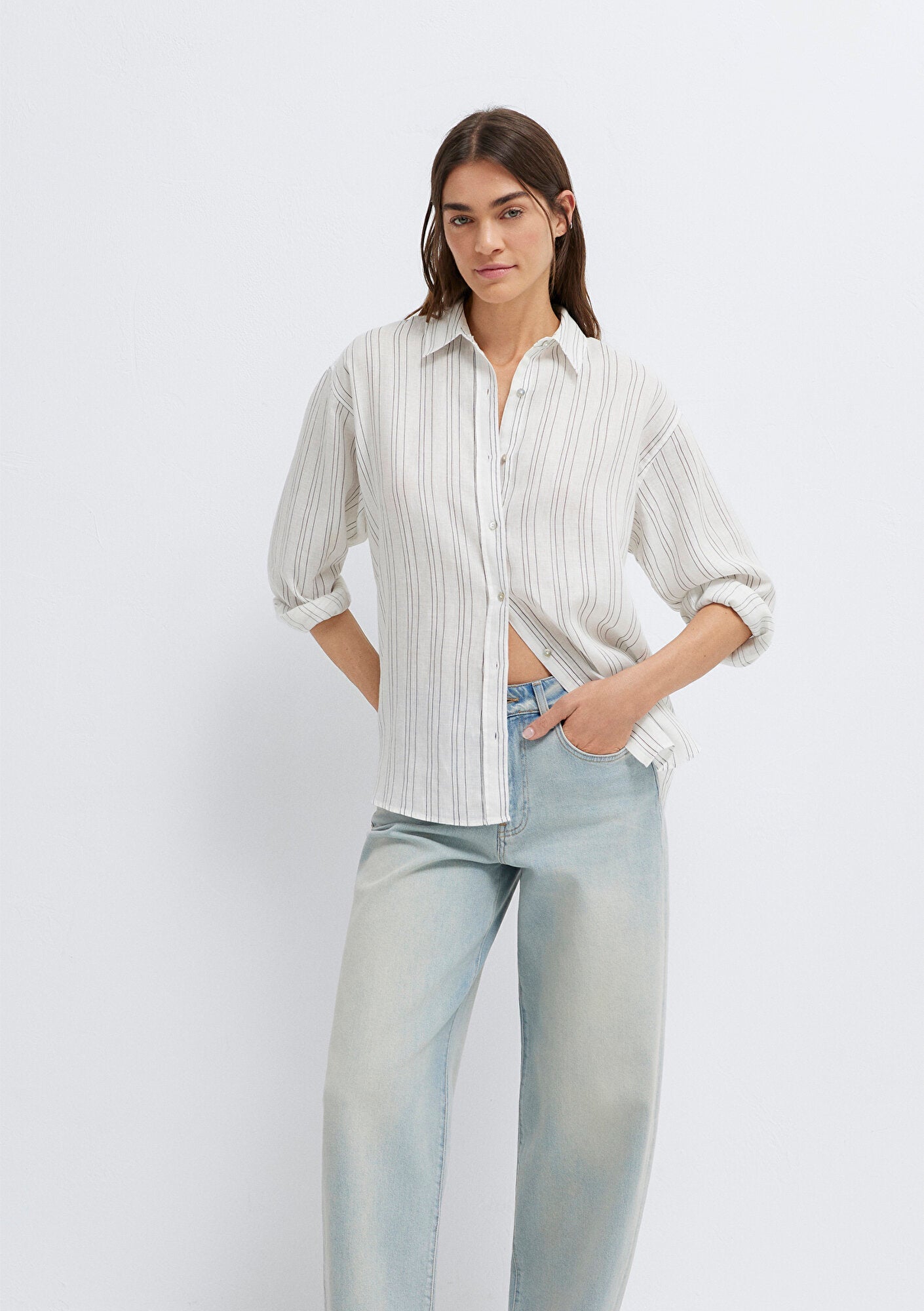 Linen Mix Black Shirt