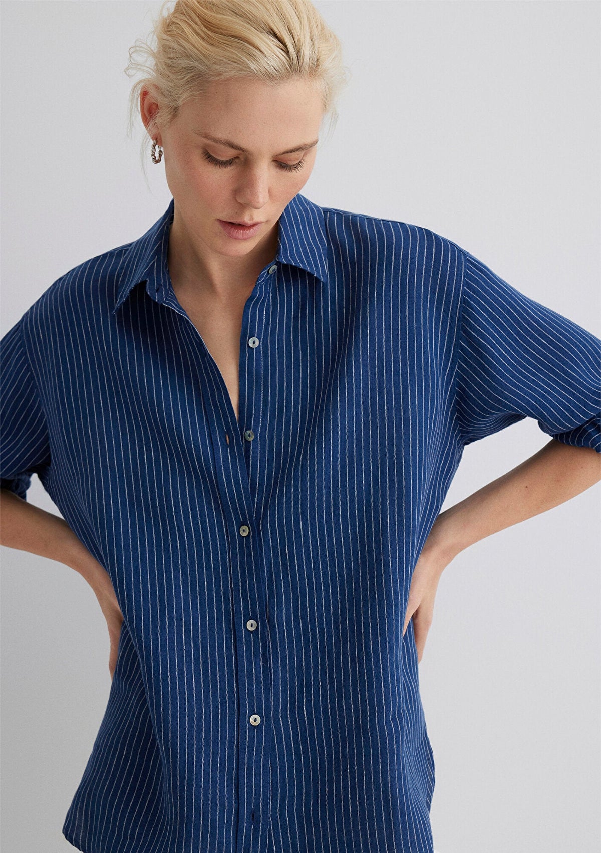 Striped Navy Linen Shirt