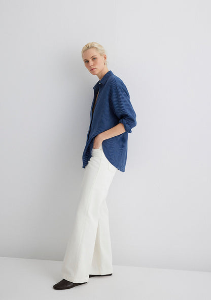 Striped Navy Linen Shirt