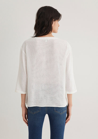 V Neck Ecru Blouse