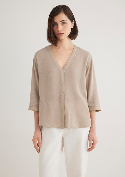 Beige Long Sleeve Blouse