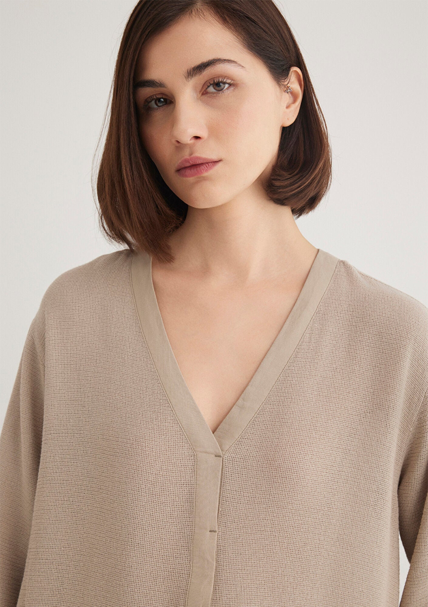 Beige Long Sleeve Blouse