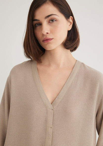 Beige Long Sleeve Blouse