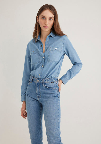 Betty Light Blue Gold Jean Shirt