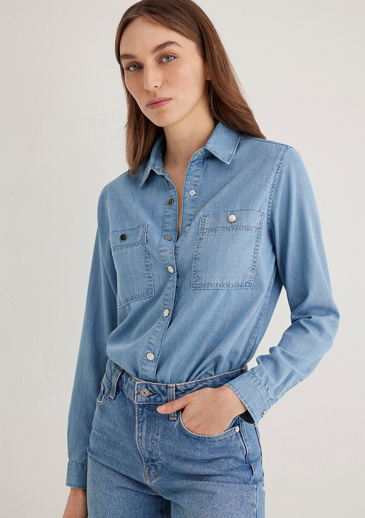 Betty Light Blue Gold Jean Shirt