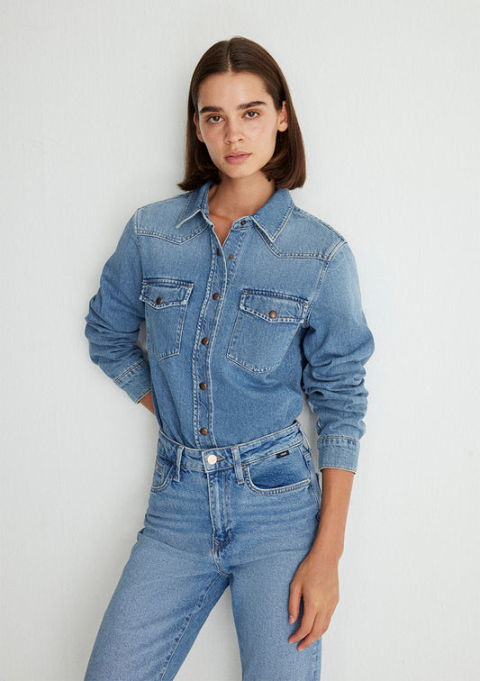 Angela Mid Used Classic Denim Jean Shirt