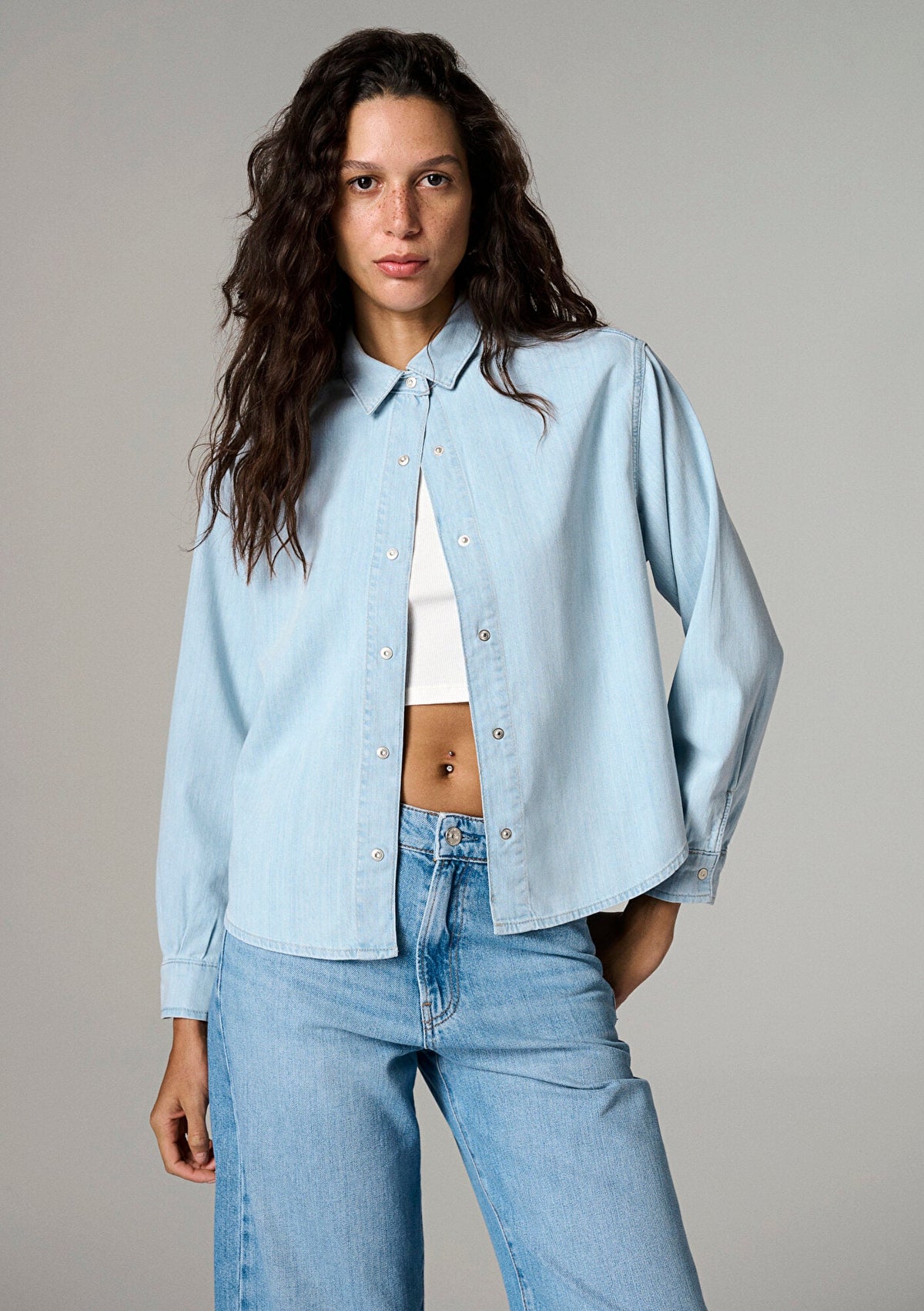 Carlia Classic Denim Light Blue Jean Shirt