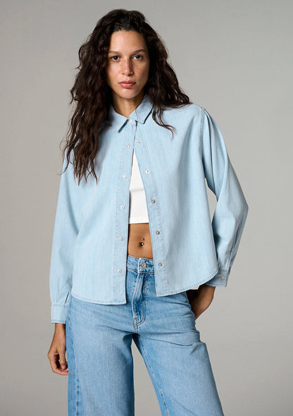 Carlia Classic Denim Light Blue Jean Shirt