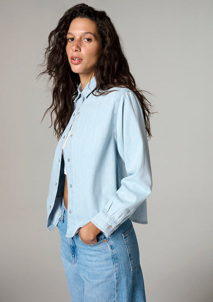 Carlia Classic Denim Light Blue Jean Shirt