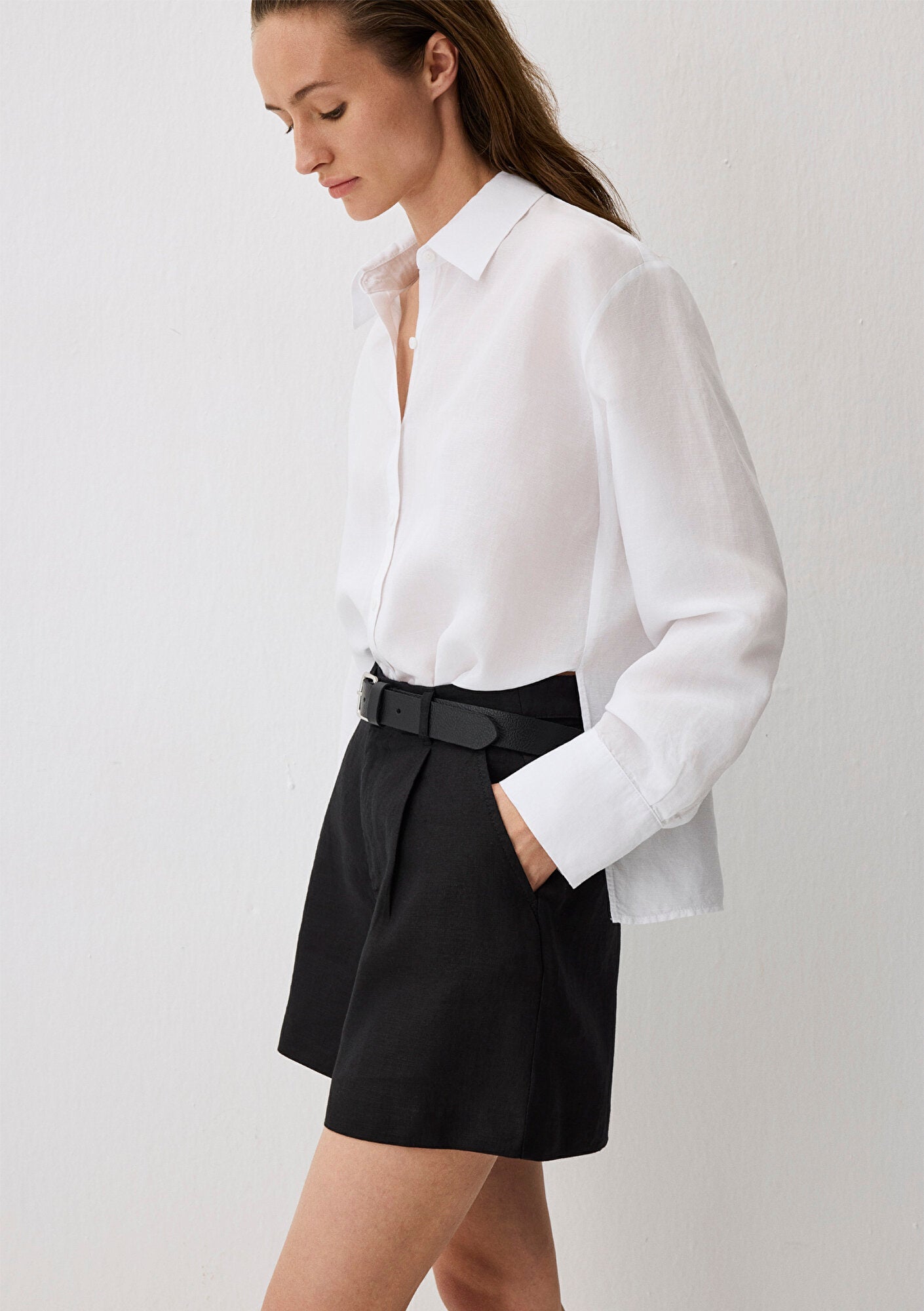 White Tencel TM Lyocell Blend Shirt