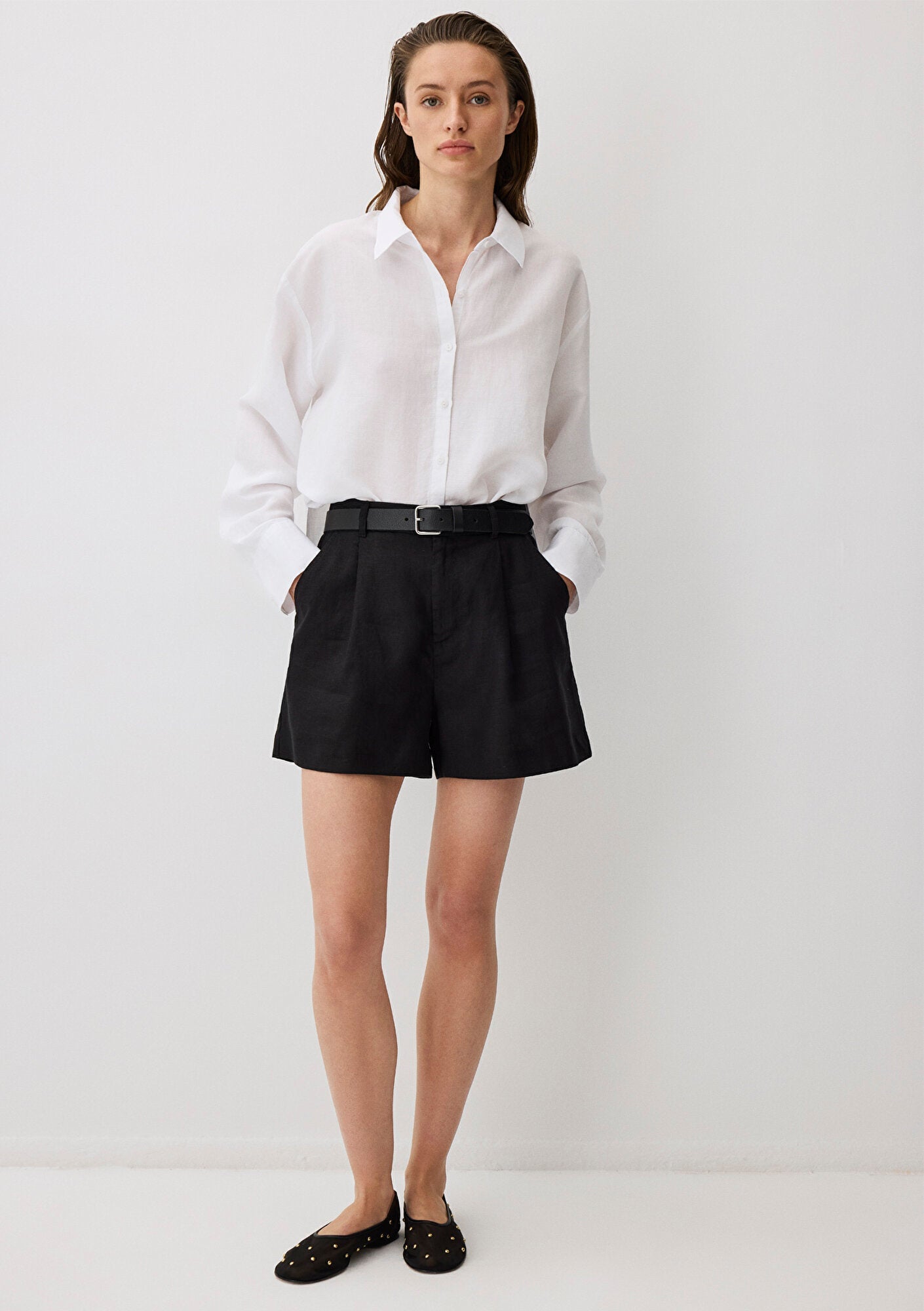 White Tencel TM Lyocell Blend Shirt