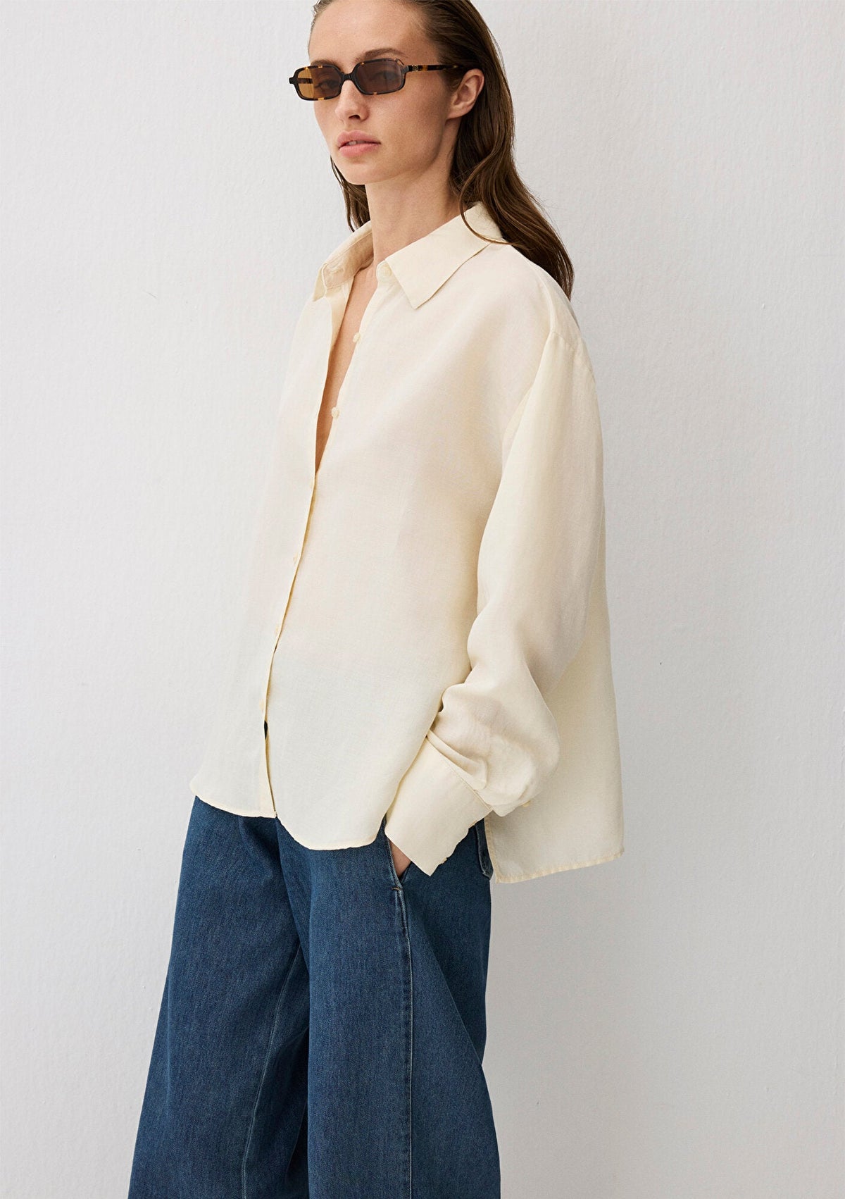 Ecru Tencel TM Lyocell Blend Shirt