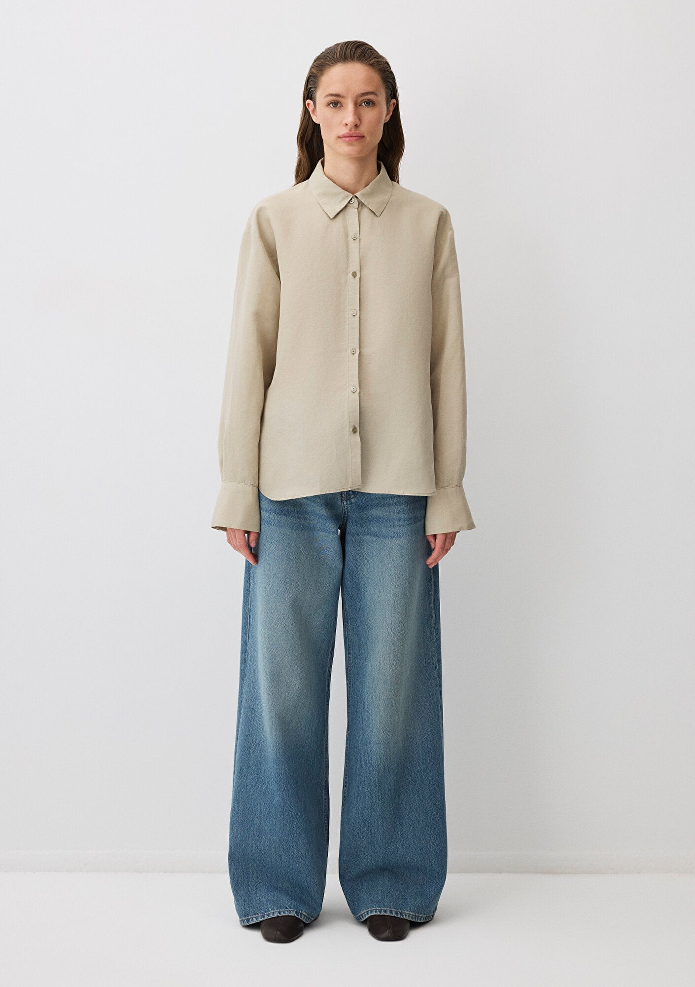 Gray Tencel TM Lyocell Blend Shirt