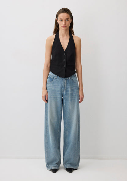 Black Tencel TM Lyocell Blend Sleeveless Blouse