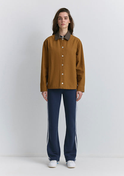 Collar Detailed Brown Shirt