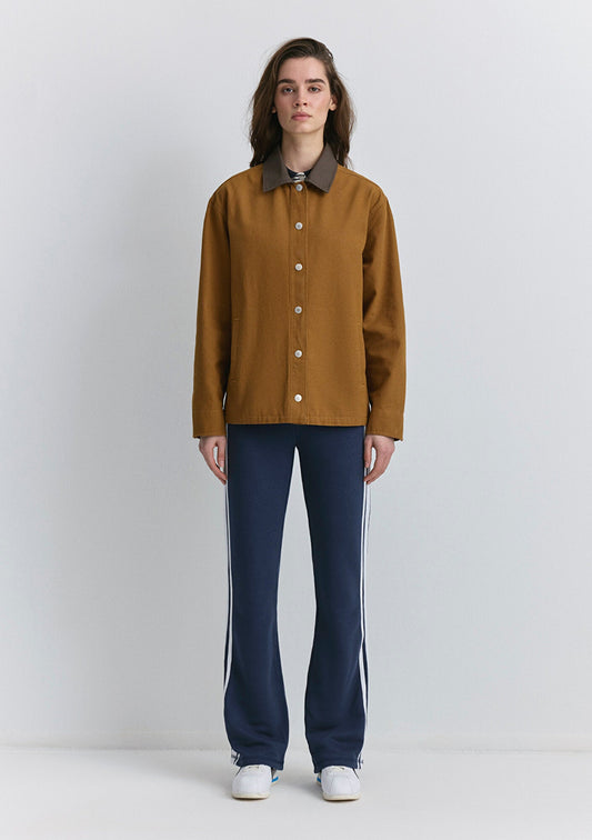 Collar Detailed Brown Shirt