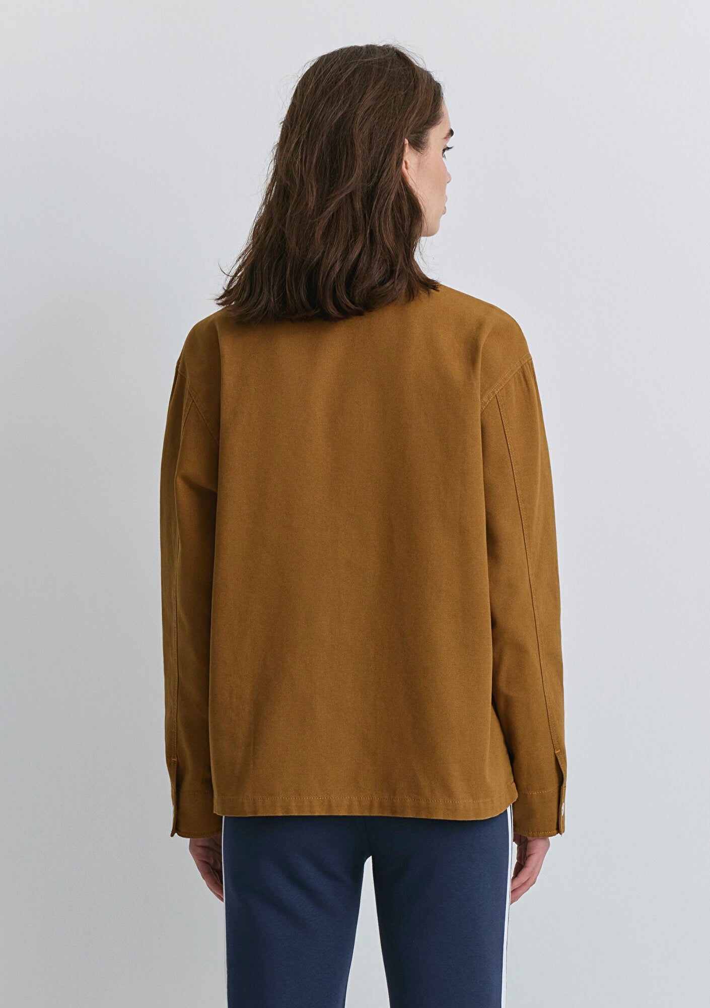 Collar Detailed Brown Shirt