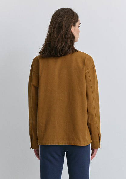 Collar Detailed Brown Shirt