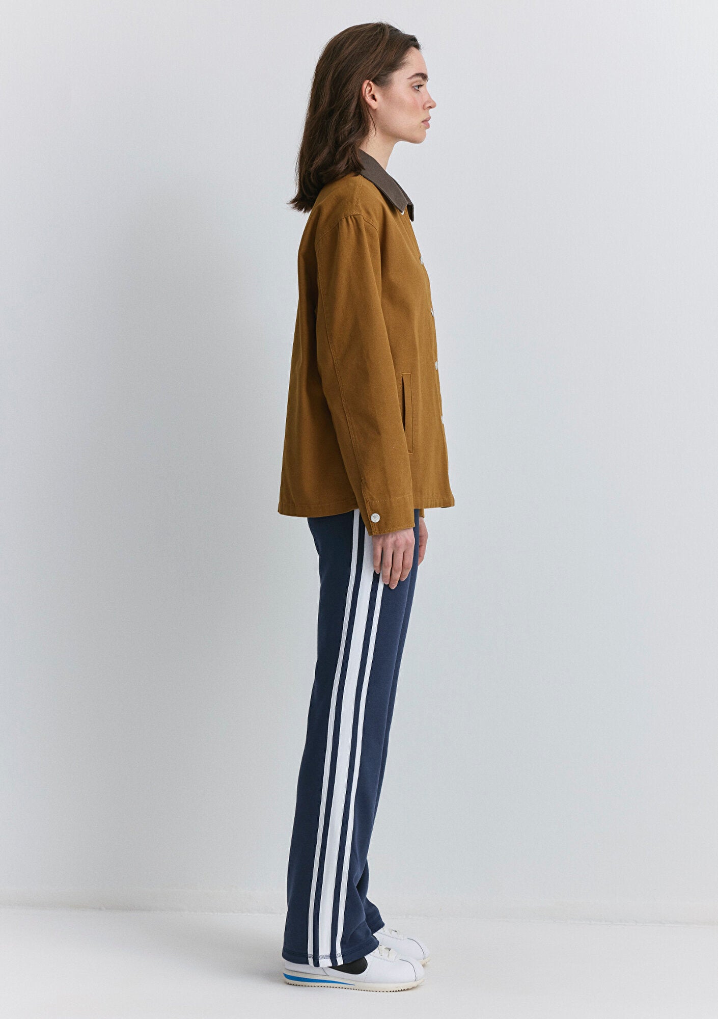 Collar Detailed Brown Shirt