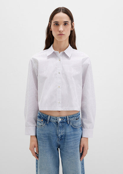 Striped Crop White Shirt