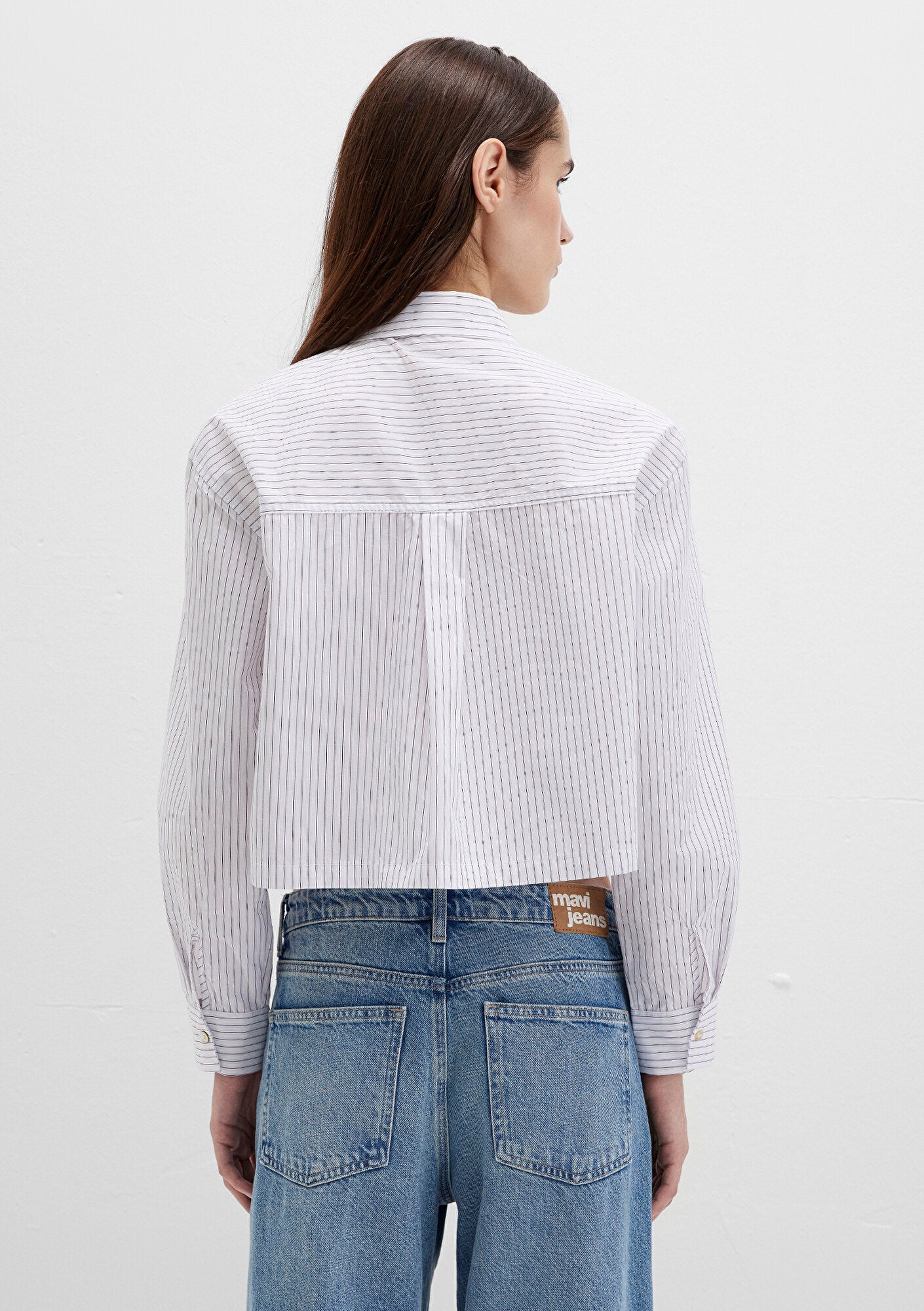 Striped Crop White Shirt