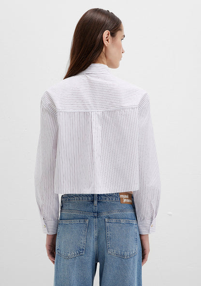 Striped Crop White Shirt