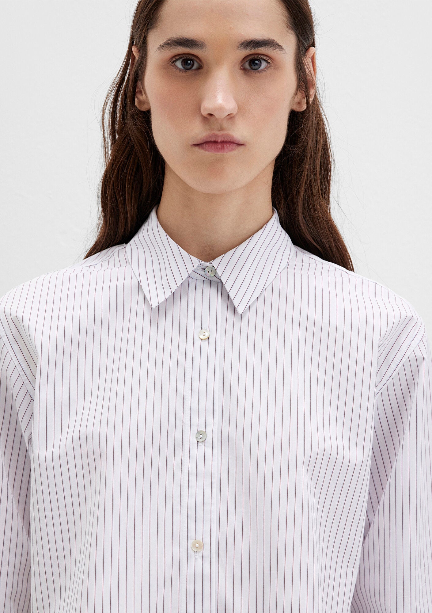 Striped Crop White Shirt