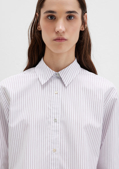 Striped Crop White Shirt