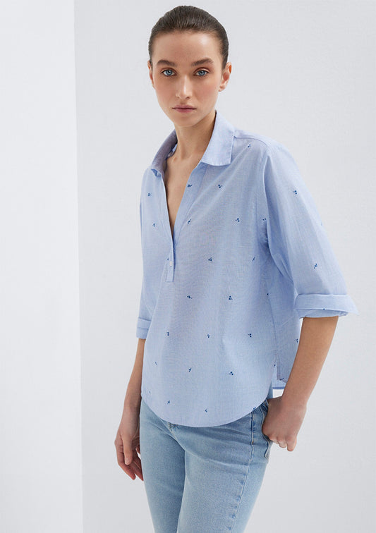 Printed Blue Shirt
