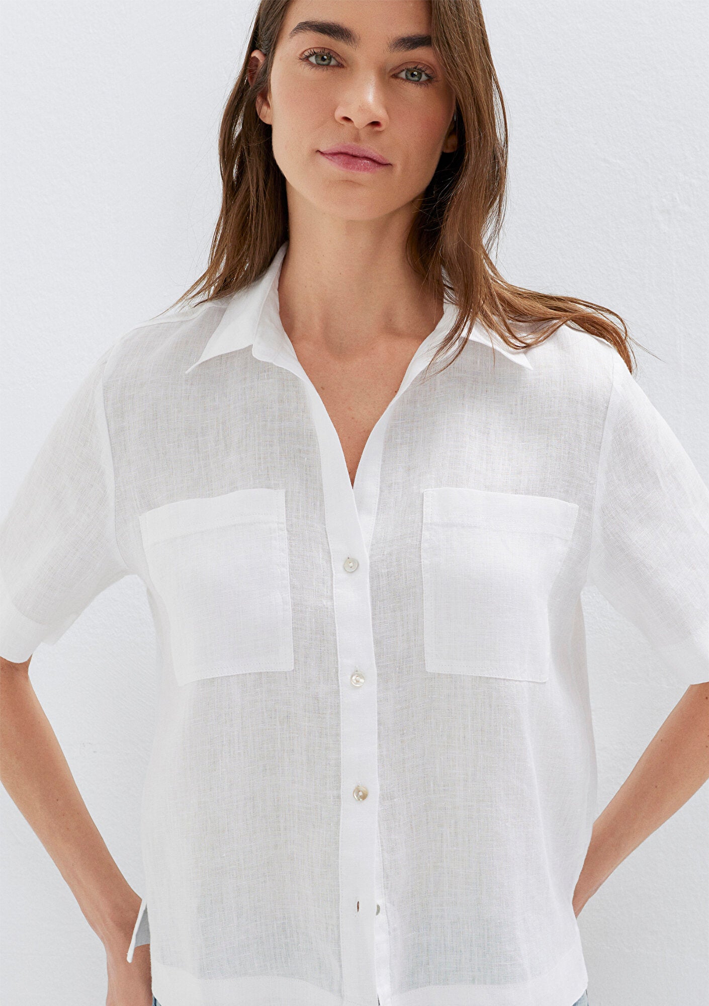 Linen Mix White Shirt